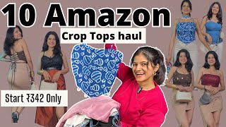 amazon crop top haul  corset top bralette top backless crop top  amazon corset top [upl. by Kasevich]