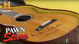 Pawn Stars Guitar Autographed by The Beatles  History [upl. by Lletram819]