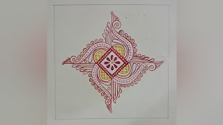 Simple and easy alpana drawing  Easy alpona design for Pohela Boisakh [upl. by Carlotta]