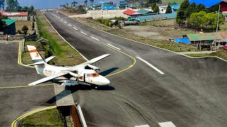 Lukla Airport the most dangerous airport in the world  Lukla airport landing and takeoffs view [upl. by Areemas543]