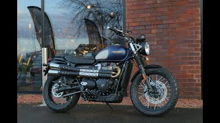 2022 Triumph Street Scrambler Gold Line in Matt Pacific Blue [upl. by Francene340]