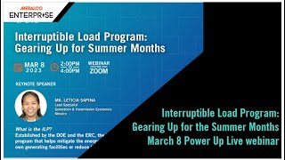 Interruptible Load Program Gearing Up for the Summer Months – March 8 Power Up Live webinar [upl. by Neroled795]