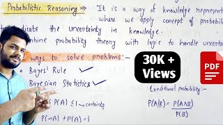 Probabilistic Reasoning in artificial intelligence  Uncertainty  Lec26 [upl. by Tait]