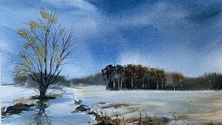 How To Paint Loose WATERCOLOR SKY amp TREES Beginners Watercolour Landscape PAINTING Tutorial DEMO [upl. by Lodnar472]