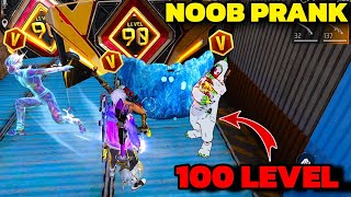 Noob No internet Prank 😊 लेकिन सामने V badge Player आ गया 😭 100 Level Emote 😱 Garena free fire [upl. by Casanova850]