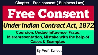 Free Consent Indian Contract Act  Free Consent Business Law  Free Consent  CA Foundationin Hindi [upl. by Gerk]