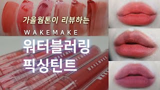 가을웜톤이 추천하는 블러링립 웨이크메이크 워터블러링픽싱틴트 6컬러 발색리뷰  wakemake water blurring fixing tint [upl. by Sacksen607]