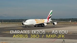 FLIGHT REPORT  Emirates Airbus A380  EK205  Economy  Milan MXP to New York JFK [upl. by Courtland]