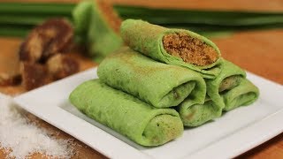 Kueh Dadar 香兰椰丝卷  Panasonic Blender MXV310  Recipe By ZaTaYaYummy [upl. by Eenalem]