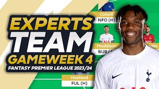 FPL GAMEWEEK 4 EXPERTS TEAM  Top 2  FANTASY PREMIER LEAGUE 202324 [upl. by Arehs27]