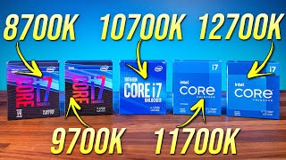 Comparing 5 Generations of Intel i7 Processors 12700K vs 11700K vs 10700K vs 9700K vs 8700K [upl. by Fen641]