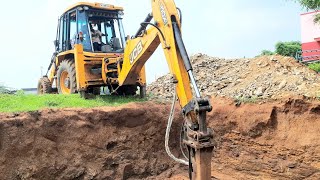 JCB3DX Xtra Water Dank Foundation Breaker Rock Breaking Work Jcb video [upl. by Drawyah]