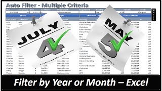 Filter by Year of Month  Auto Filter Multiple Criteria  Excel VBA 2013 [upl. by Esetal]