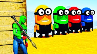 GTA 5 Epic Ragdolls RED SPIDERMAN VS RED MINION VS GREEN MINION Euphoria Physics amp Funny Fails [upl. by Gisella]