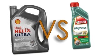 Shell Helix Ultra 0W30 vs Castrol Magnatec 5W40 cold oil test [upl. by Ynehpets]