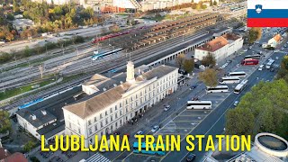 Ljubljana Railway Station  Slovenia  Aerial View  Trainspotting [upl. by Nryhtak]