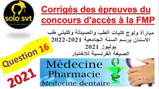 svt concours médecine 2021 correction question 16 [upl. by Sillig]