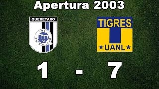 Queretaro vs Tigres 17 Jornada 4 Apertura 2003 [upl. by Anrapa108]