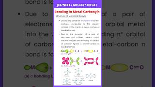 Bonding in Metal Carbonyls  coordination compounds Jee  Neet Bitsat [upl. by Stetson307]