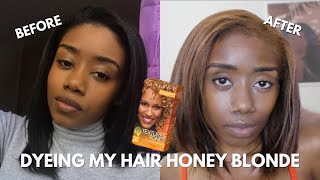 DIY dyeing my natural hair honey blonde 😮 using Clairol Textures and tones [upl. by Bucher]