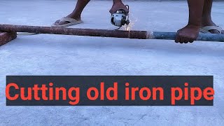 Cutting old iron pipe [upl. by Ymerrej]