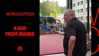 REDDEVILS  WorldCup2018 Russia  Jeanke welcomes us at the hotel [upl. by Adnawahs]