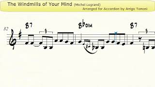 The Windmills of Your Mind Michel Legrand  Accordion Sheet music [upl. by Irrem]