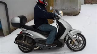 PIAGGIO BEVERLY 500 Motorrad fahren bei Tiefschnee  Tutorial 2016  Driving Motorcycle at DeepSnow [upl. by Assenna]