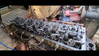 Unimog U1700L OM352A startup open rockercover after headgasket repair [upl. by Coniah]