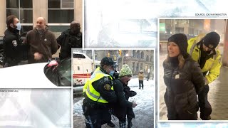 Arrests in the Ottawa red zone  Freedom Convoy protests [upl. by Aehtna669]