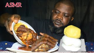 Asmr Mukbang Pepper Soup With Assorted Cow BeffFish And Yellow GarriCassava FufuAfrican Food [upl. by Ramej]