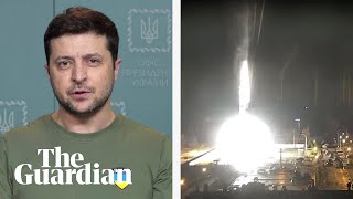 Zelenskiy accuses Russia of nuclear terrorism after fire at power plant [upl. by Alliber139]