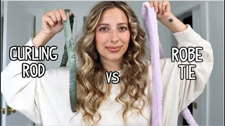 HEATLESS CURLS CURLING ROD VS ROBE TIE  WHICH IS BETTER Overnight Heatless Curls Tutorial [upl. by Theo450]