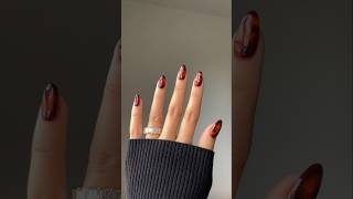 tortoise nails for fall  yes or no 🐢🤎🍂 this is my goto mani this season fallnails diynails [upl. by Haseefan132]