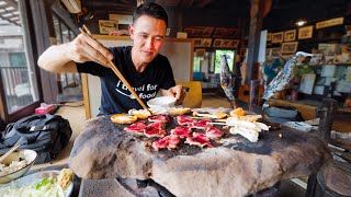 Unbelievable Japanese Food 🏔️ STONE BBQ in Mountains Japan [upl. by Nevear]