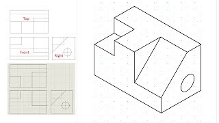 Isometric view drawing example 1 easy Links to practice files in description [upl. by Rednazxela]