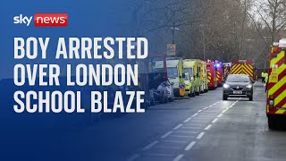 London school fire 16yearold arrested on suspicion of arson [upl. by Annoid]