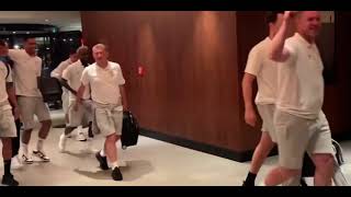 West Ham Returns To Its Hotel Celebrates In Lobby [upl. by Reywas]