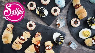 3 Halloween Snack Ideen – Spinneneier Mumien Gruselaugen  Sallys Welt [upl. by Dde]