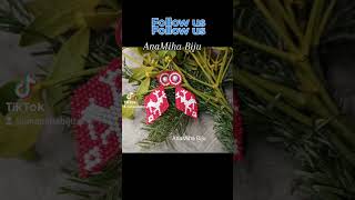 Cercei broșe by AnaMihaBiju handmade margele christmas beads earrings gift [upl. by Orodisi]