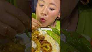 Spicy Masala Mutton Gravy With Giant Green Pepper With Rice amp SaladsRubi Rai Mukbang😋 [upl. by Dagney487]