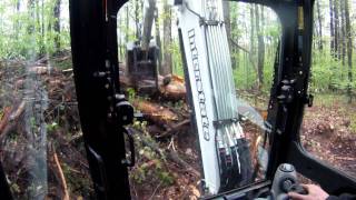 Bobcat E50 Clearing Trees [upl. by Retsevlys558]