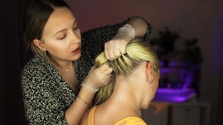 ASMR Nape Behind Ear and Hairline Scalp Exam Hair Play Pulling amp Finishing Touches [upl. by Boswell]