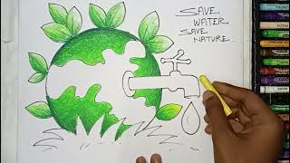 Save Water Drawing drawing viralvideo savewater [upl. by Acitel707]