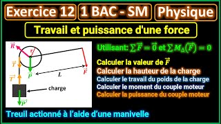 Exercice 12 Travail et puissance dune force  Treuil actionné à laide dune manivelle  1BAC [upl. by Fortna]