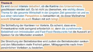 DTB Beruf C1 Schreiben Stellungnahme Thema Schließung FirmenkantineBetriebsrestaurant [upl. by Jabez]