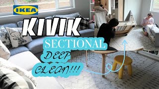 DEEP CLEANING MY LIVING ROOM WASHING IKEA KIVIK SOFA KIVIK SECTIONAL IKEA SOFA [upl. by Aneeled373]