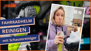 Fahrradhelm reinigen mit MucOff Foam Fresh Schaumreiniger  nanobikede [upl. by Adnana]