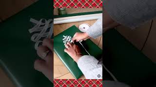 CHRISTMAS TREE GIFT WRAP USING RIBBON AND DOUBLE SIDED TAPE [upl. by Carrel]