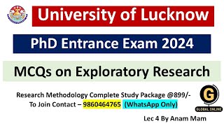 Exploratory Research PhD Entrance Exam  University of Lucknow 2024 [upl. by Izabel]